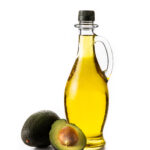 Avocado oil isolated on white background